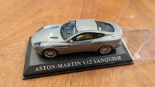 1:43 scale Aston Martin Vanquish  Silver Tan Interior With Clear Case