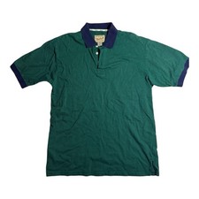 Woolrich Shirt Mens Large Striped Polo Ivory Green Short Sleeve CasualOutdoors