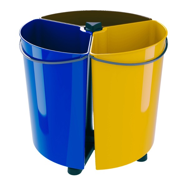 Cubos de basura 3x 11,7L SMARTECO contenedor de reciclaje 3 compartimentos