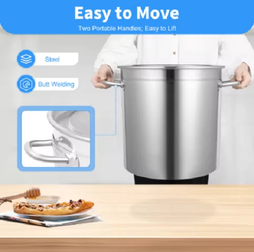 35L Stainless Steel Stock Pot with Lid Large Capacity Soup Cooking Pot