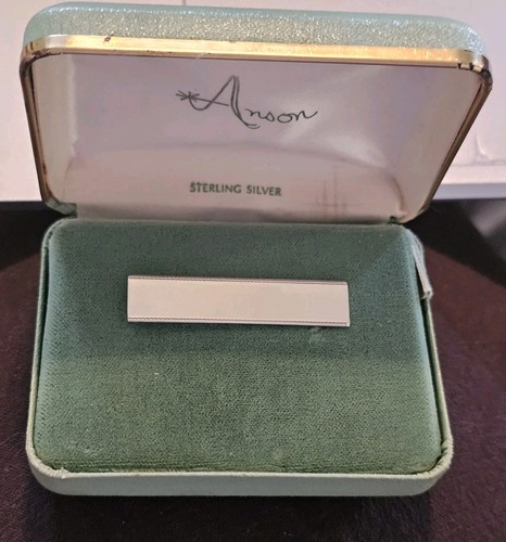 Pristine Vintage Anson Sterling Silver Tie Pin With Original Jewelry Box