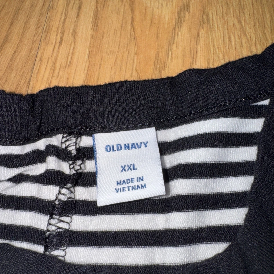 Old Navy Women’s Dress Sz 2X (XXL) Sleeveless Black White Striped Swing Halter - Image 2 of 4
