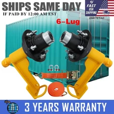 2Pack Shipping Container Wheels 6x5.5 Lug Wheels Kit with Ratchet Strap
