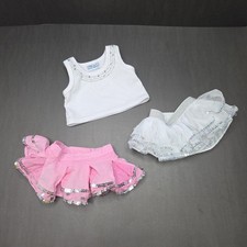Build A Bear Workshop Sequin Tank Top White Pink 2 Skirt Set Flashy BABW