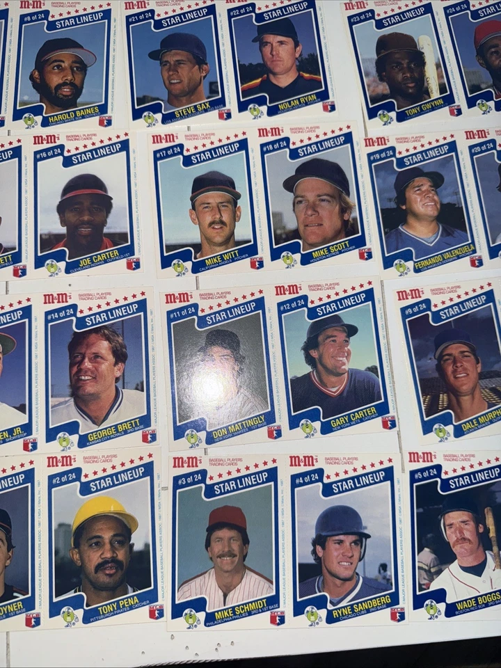 1987 M&M's Baseball Star Lineup  Set of 24 Cards! CANSECO,CLEMONS Ripken,RYAN   - Image 3 of 4