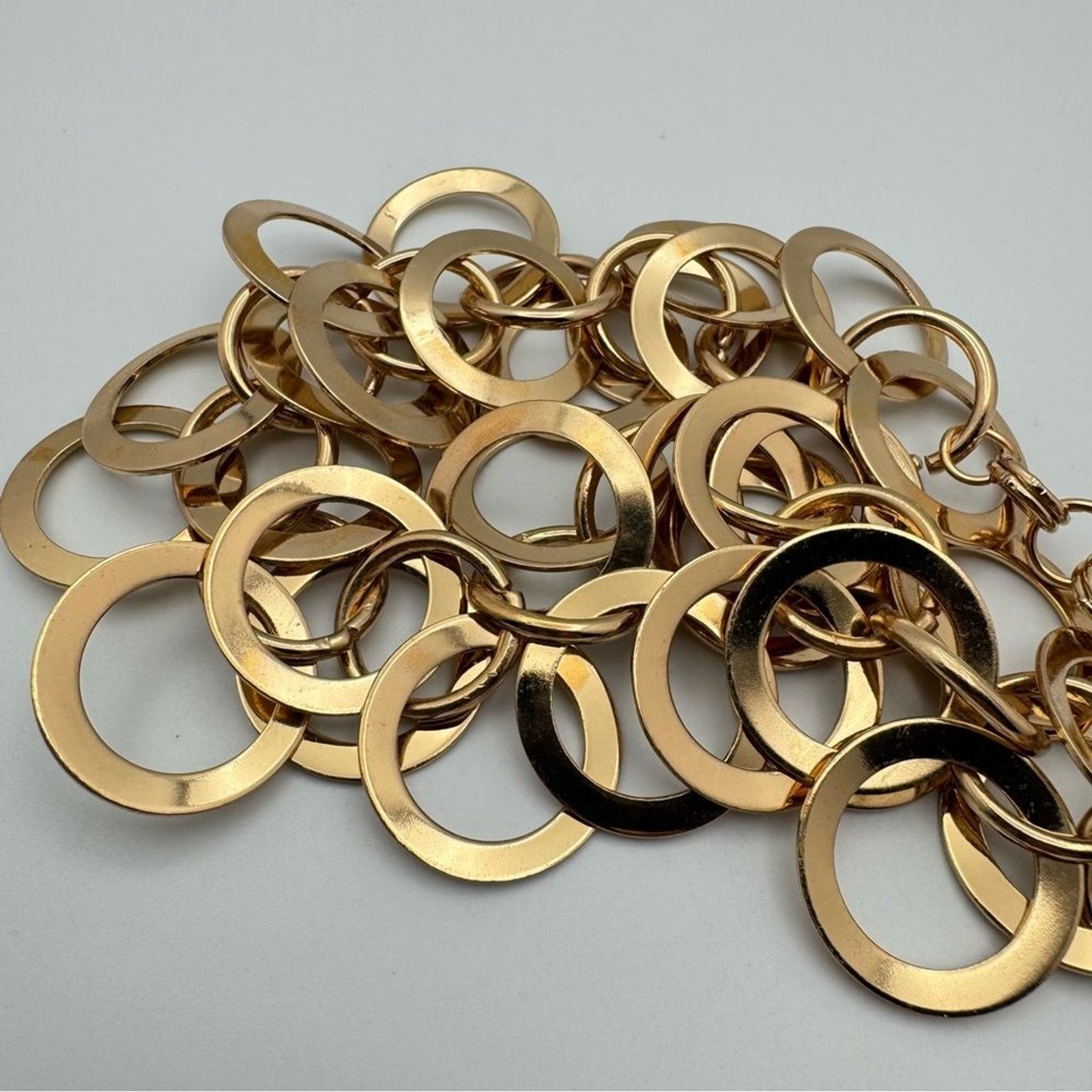 Gold Tone Multi Ring Statement Necklace Adjustabl… - image 4