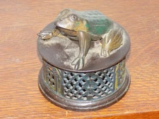 Vintage Frog on Pedestal Cast Iron Mechanical Bank