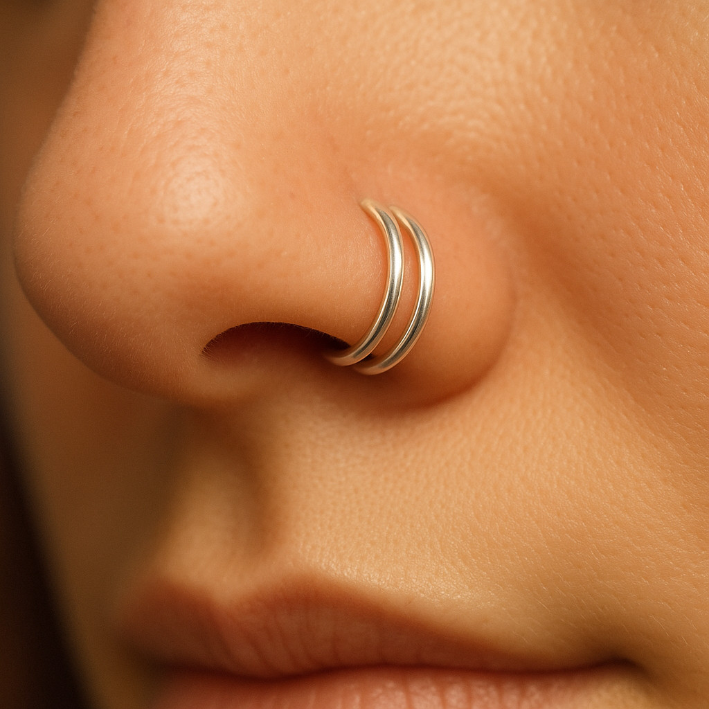 Nose Ring 925 Sterling Silver Twin Ring Spiral Ring Wire Coil 8mm Jewellery
