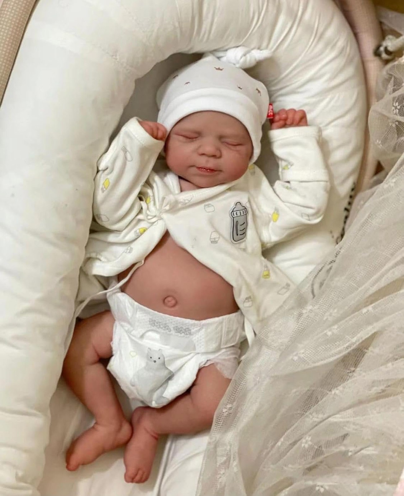 Zero Pam 45 CM Real Life Reborn Baby Dolls Boy Eyes Closed with Realistic Vei...