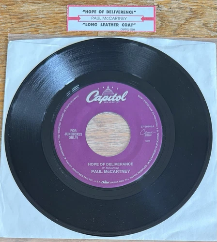 PAUL McCARTNEY HOPE OF DELIVERANCE LONG LEATHER COAT CAPITOL 45rpm (1993)Beatles