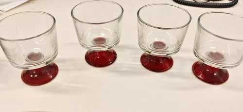Vintage Anchor Hocking Mini Red Base Dessert Cups Set of 4