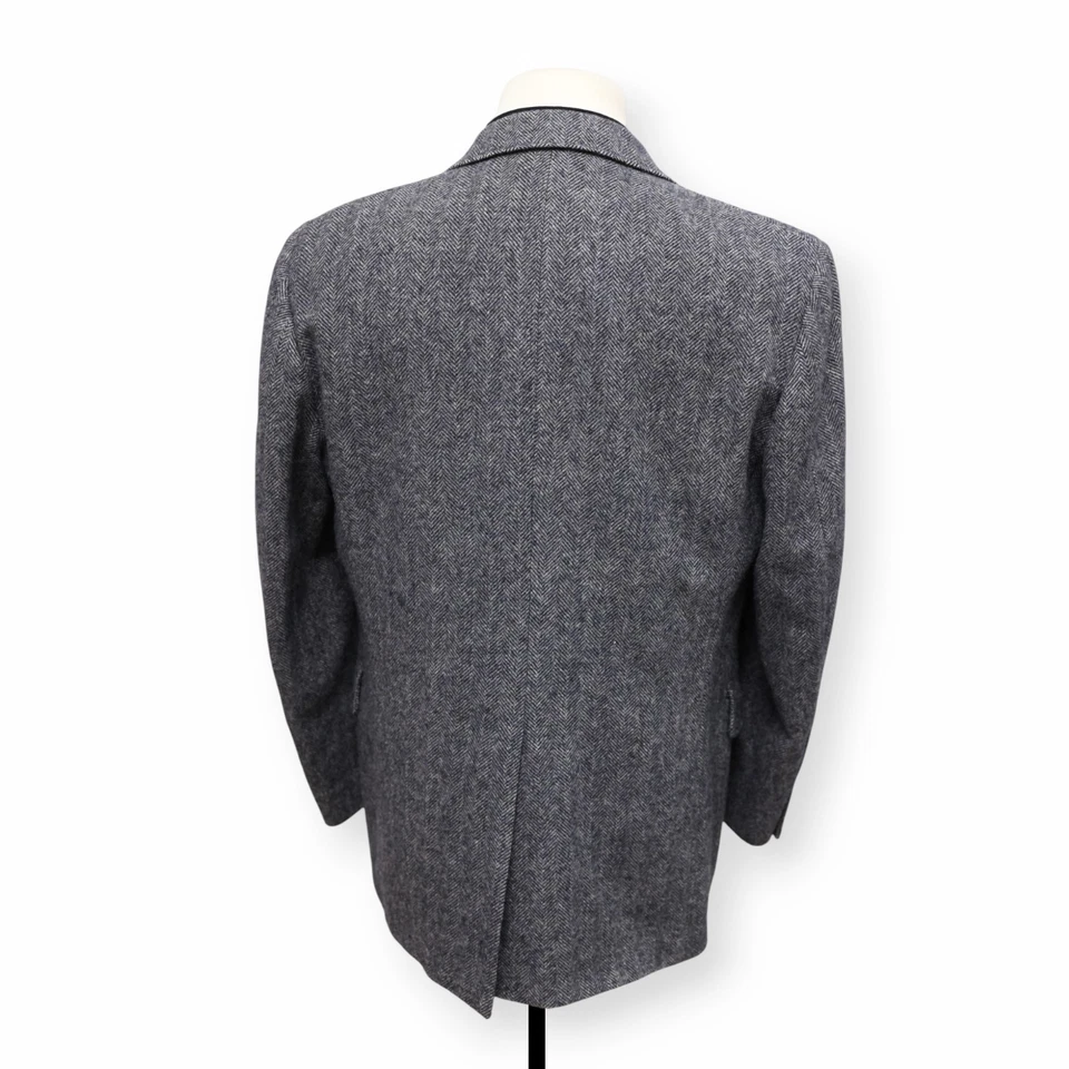 DE COLECCIÓN TWEED Hombre Gris Negro ESPIGA Abrigo Deportivo Traje Chaqueta Blazer 42 R Foto 4 de 4
