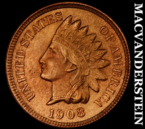 1907 Indian Head Cent- Red- Choice Gem Brilliant Uncirculated++++ Luster #i8900
