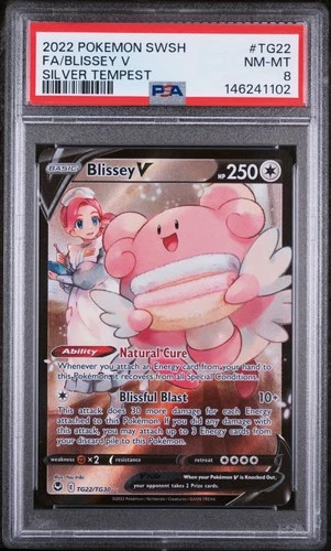 2022 POKEMON SWORD & SHIELD SILVER TEMPEST #TG22 FULL ART/BLISSEY V PSA 8