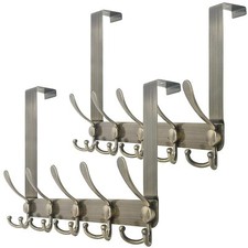 Twin-pack Over-the-door Hanger 5 Tri-hooks Heavy-duty Stainless Steel 4 Colors
