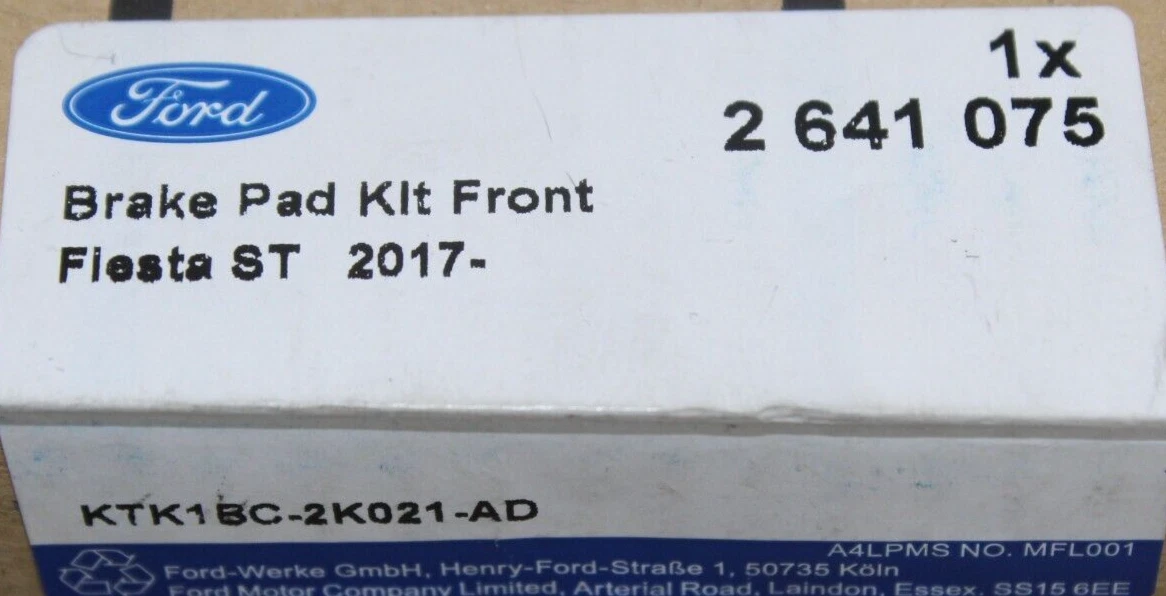 Original Brake Pads Front Ford Fiesta St from Year 5/2017 2641075 