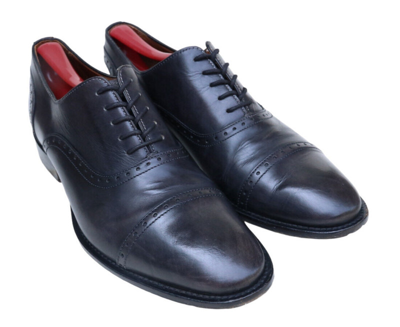 Paul Evans Dark Gray Leather Cap Toe Oxford Dress Shoe Men UK 8.5 US 9.5
