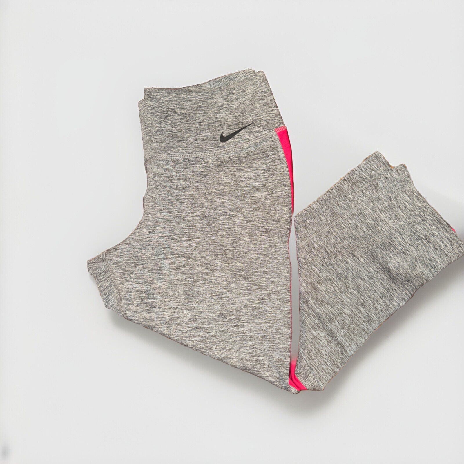 Nike Dri Fit Corto Capri Leggings Pantalones de Yoga Gris Rosa Para Mujer Talla Med con logotipo