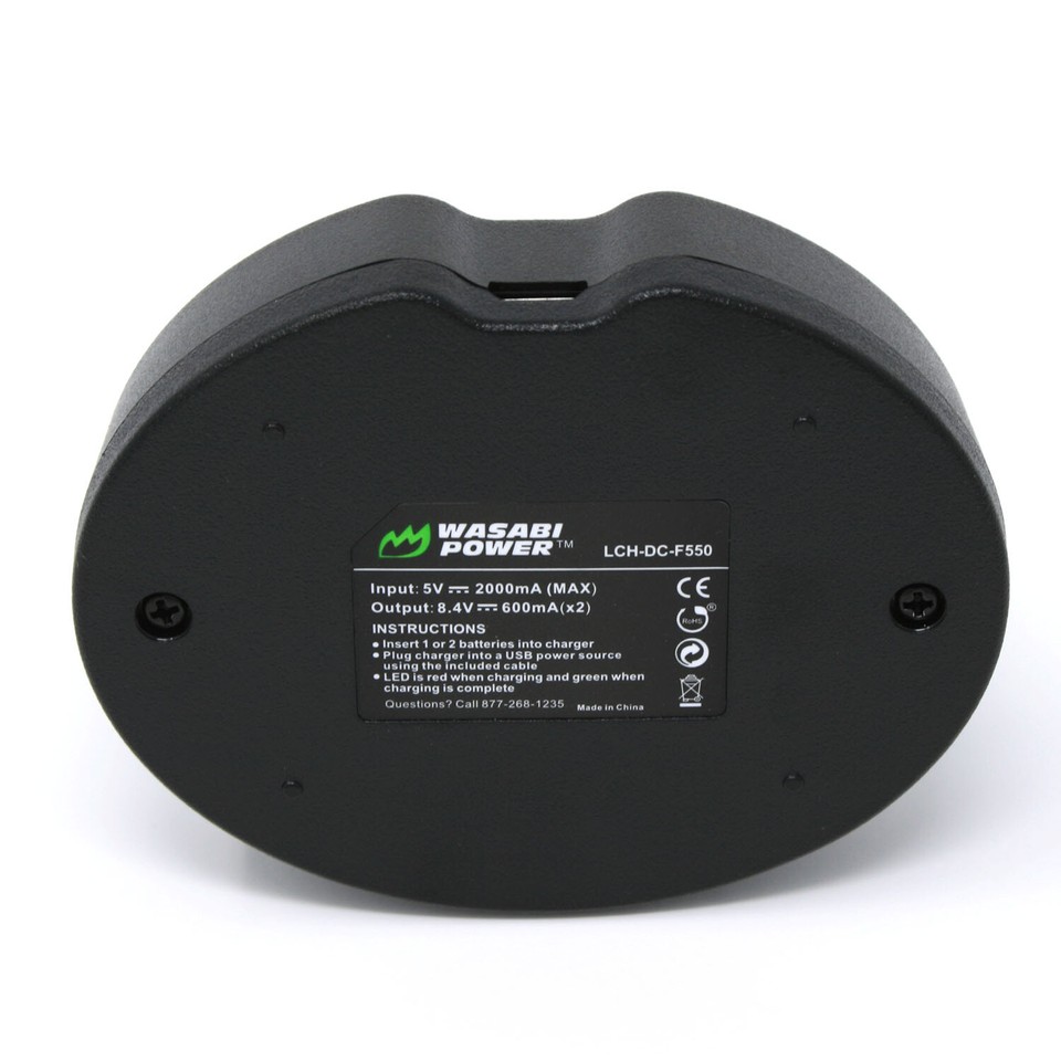 Wasabi Power Dual Battery Charger For Sony NP-F Series - Replacement For AC-VQ1051D With Car Adapter