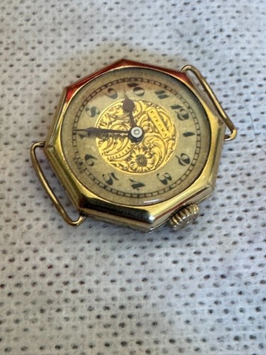 Antique Eterna 15 Jewels Wire Lugs 14K GF Ladies Watch With Fancy Dial - Picture 5 of 6