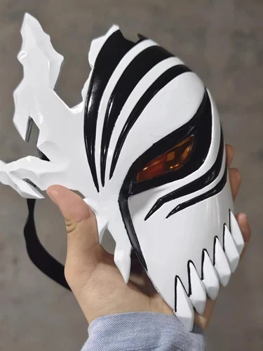 Kurosaki Ichigo Cosplay Mask Halloween BLEACH FRP Half Face Mask Handmade Prop - Picture 10 of 11