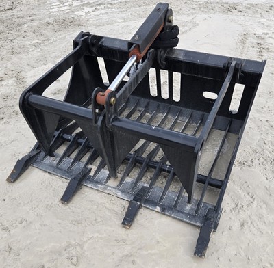48'' Compact Tractor Single Cylinder Rock Grapple fits Skid Steer Quick Connect