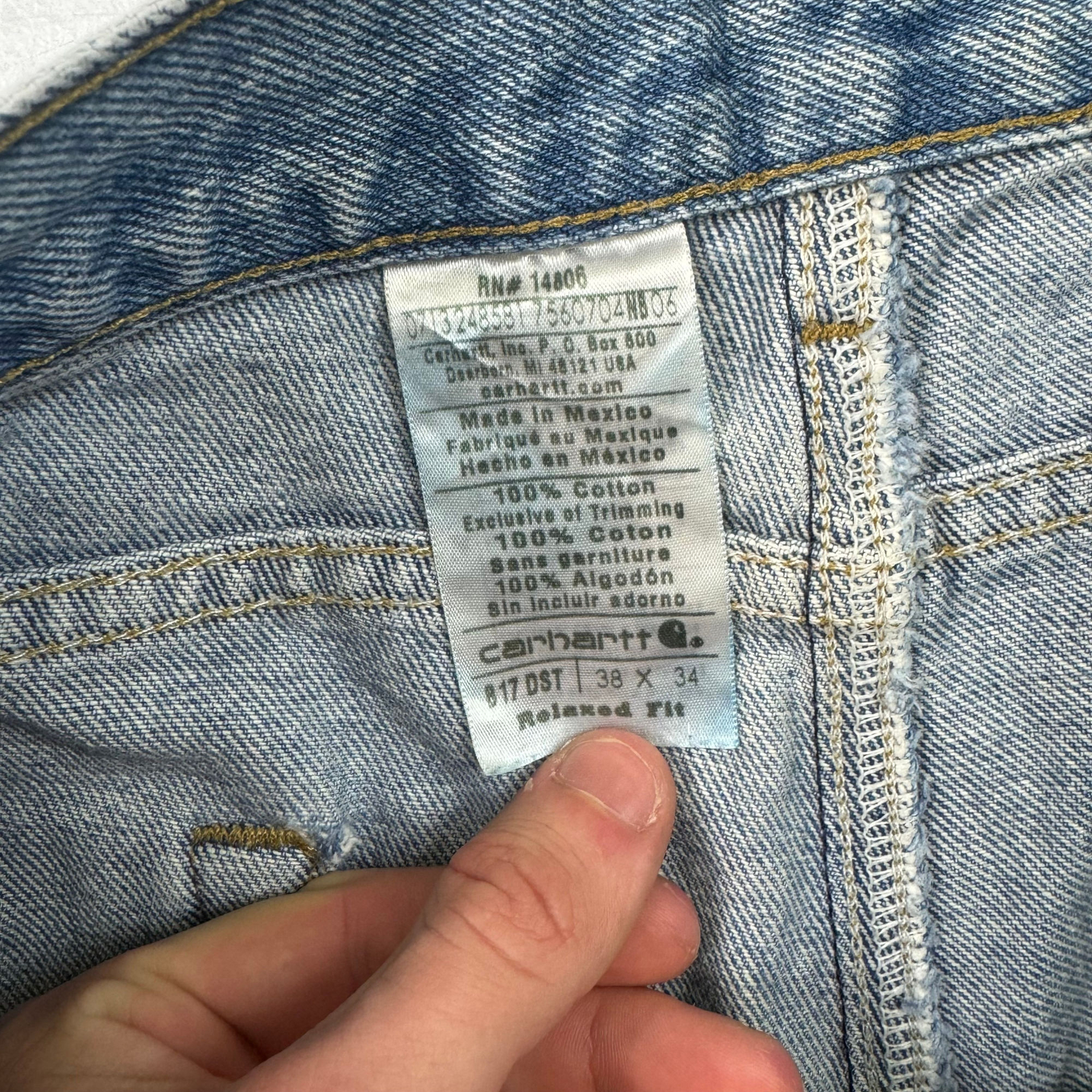 Carhartt Men's Relaxed Fit Blue Denim Jeans Size 38 image 4
