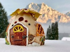 Blumenfinger Windlicht Keramik Kunsthandwerk Sonnenblume Feenhaus 02/26