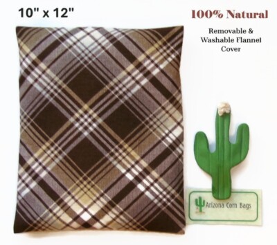 CORN Heating Bag w/WASHABLE Cover 10'' x 12'' Sectioned~ LOWER BACK~100% Natural!