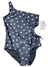 OLD NAVY One Shoulder One Piece Swimsuit Junior Size XL 14-16 Polka Dots NEW