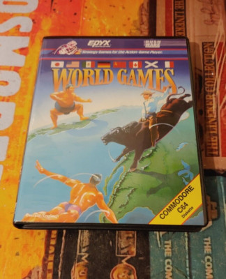 World Games (Epyx 1986) Commodore 64 (Disk, Manual, Box) works 8-bit ger man