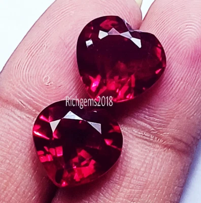 Natural Ruby 8 bis 10 Ct Herzförmiges Paar Lose Edelsteine Zertifiziert R32 - Bild 1 von 4