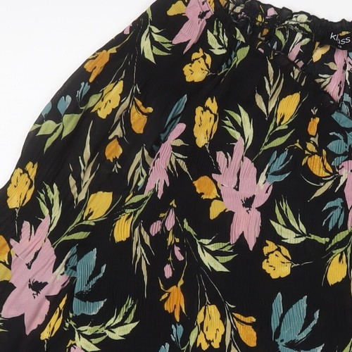 Klass Womens Black Floral Polyester Basic Blouse Size 18 V-Neck - Pleated - Picture 5 of 10