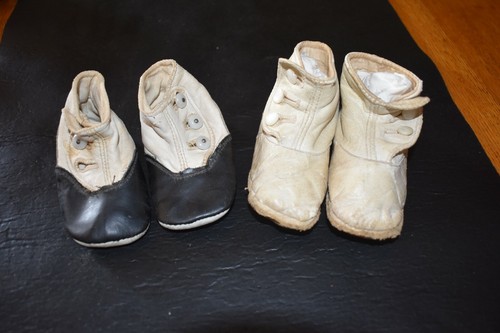 Vintage Victorian Baby Toddler Shoes Set of 2