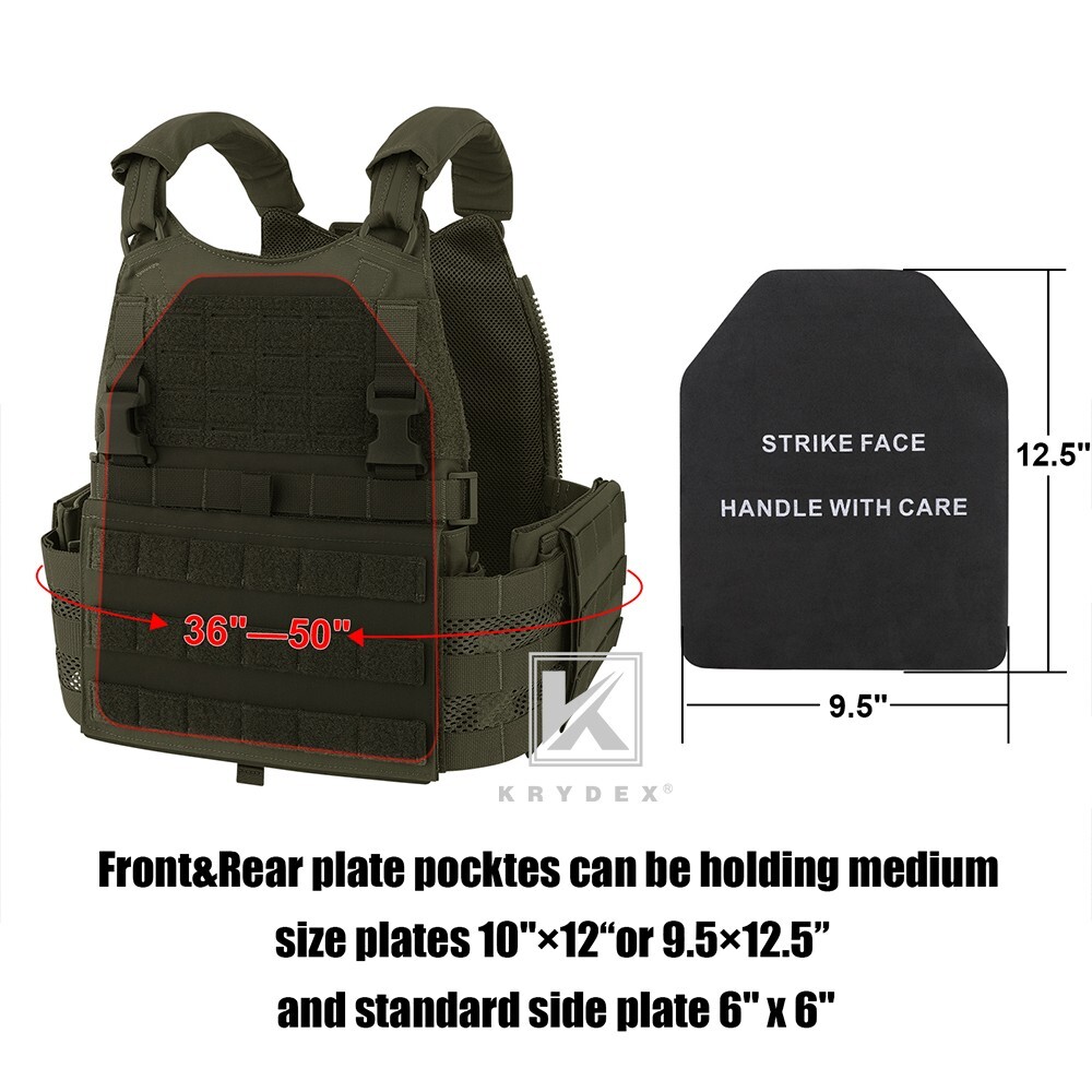 KRYDEX Tactical SCARAB Plate Carrier Heavy Duty Vest Green w/ Side