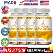 Vitamin B Complex 120 Capsules B1,B2,B3,B5,B6,B7,B9,B12, Immune Support Pills