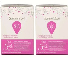  LOT OF 2  Summers Eve Pack Simply Sensitive On Go Cleansing Cloths 5 in 1