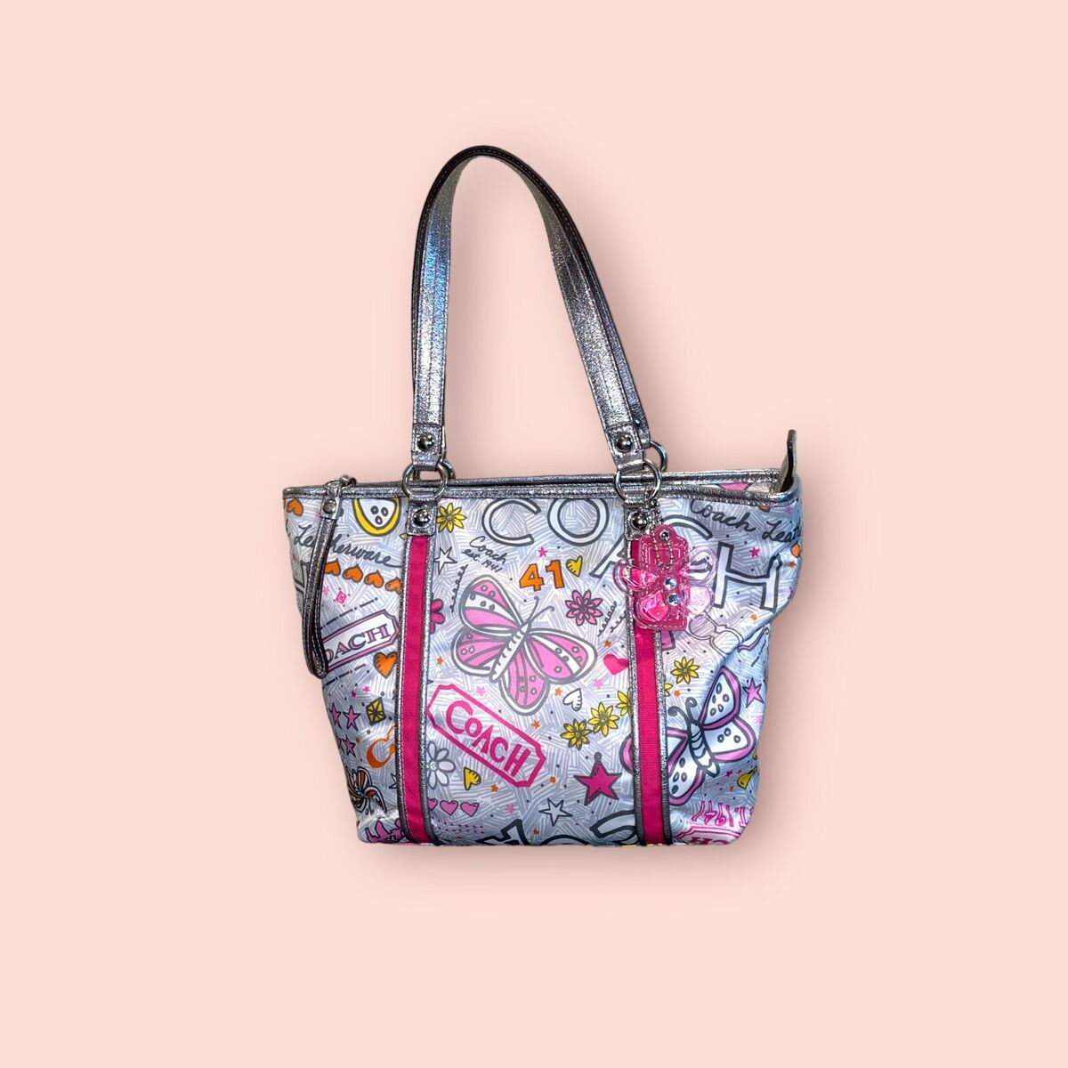 COACH Vintage Y2K Bandana Graffiti Butterfly Shoulder Bag COACH Vintage Y2K Bandana Graffiti Butterfly Shoulder Bag