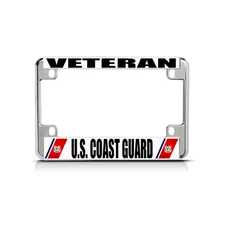 VETERAN U.S. COAST GUARD Chrome Metal Bike Motorcycle License Plate Frame Tag