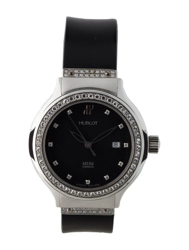Hublot MDM stainless steel diamond bezel rubber strap black dial1430.1.054 Watch