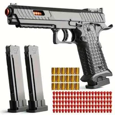 NEW Realistic Kids Toy Gun Soft Bullet Pistol w/ Ejecting Soft Bullets & Shells