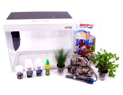 Nano Aquarium Modern Tank 40 Komplettaquarium LED Filter inklusive Dekoration