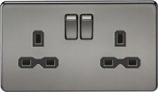 Image of Knightsbridge 230V Screwless DP 13A Switched Plug Wall Socket 2 Gang Double Pole