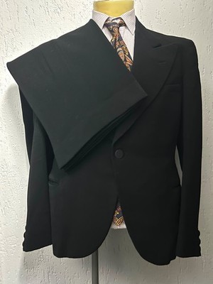 Herren 30er Jahre Schwarz Zweiteiler Anzug Spitzes Revers German Vintage Bespoke 38 Medium