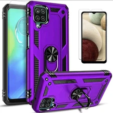 Samsung Galaxy A42 5G Case Cover Kickstand/Tempered Glass Protector Purple 