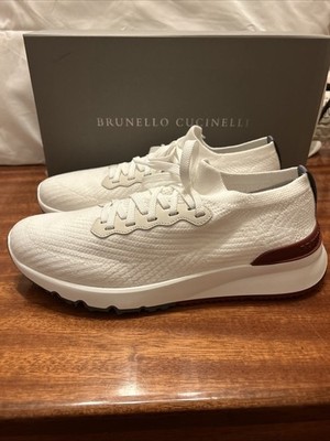 brunello cucinelli Strickrunners Herrenschuhe weiß
