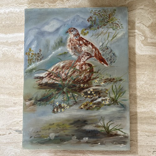 Vintage Oil Painting Birds & Flowers 12 X 16 Waterfowl