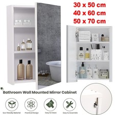 Single Door Bathroom Mirror Cabinet Wall Mounted with Adjustable Storage Shelf