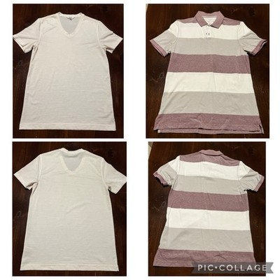 Calvin Klein and Banana Republic Men's V-neck T-shirt & Polo , Lot Of 2 , Medium