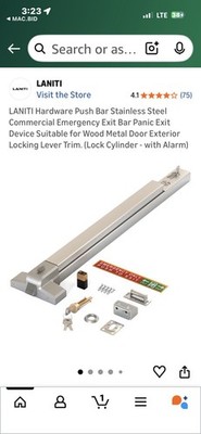 LANITI Hardware Push Bar Stainless Steel Commercial Emergency Exit Barwith Alarm